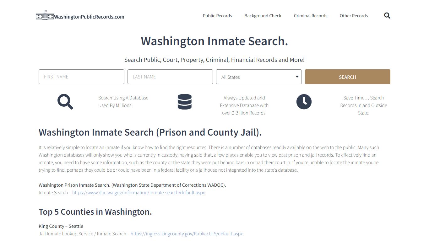 Washington Inmate Search: WashingtonPublicRecords.com